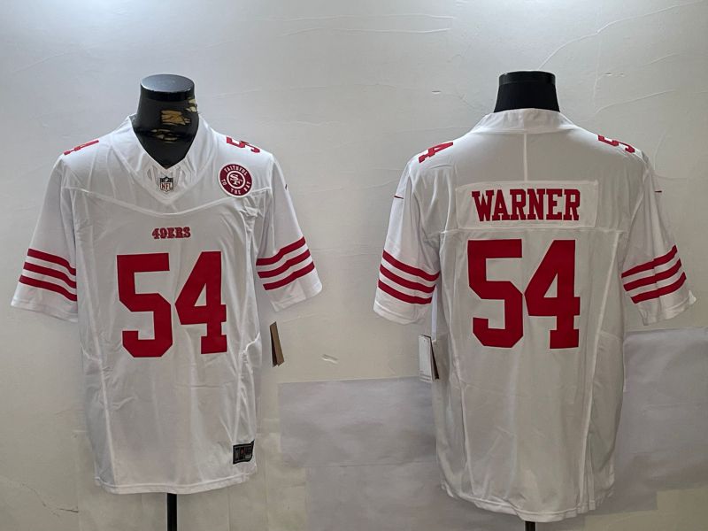 Men San Francisco 49ers #54 Warner White Three generations 2024 Nike Vapor Limited NFL Jersey style 2